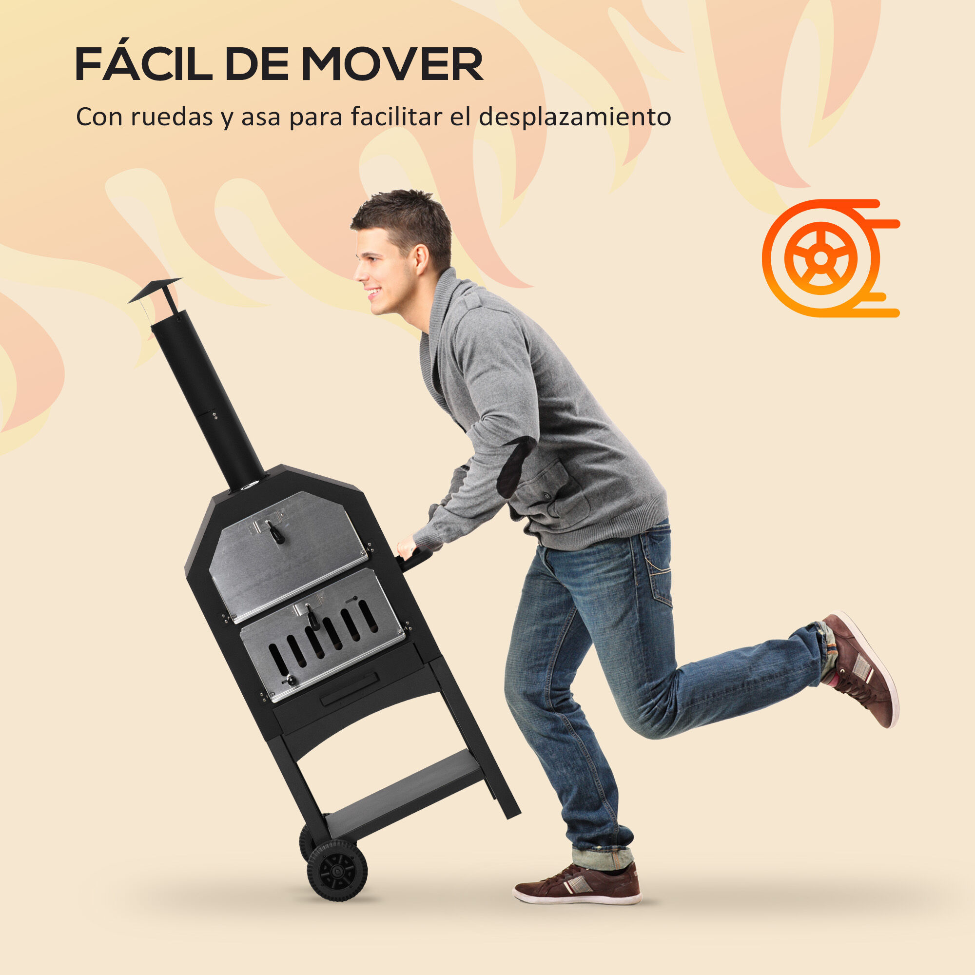 Outsunny Horno de Pizza Negro, , large Imagen numero 4