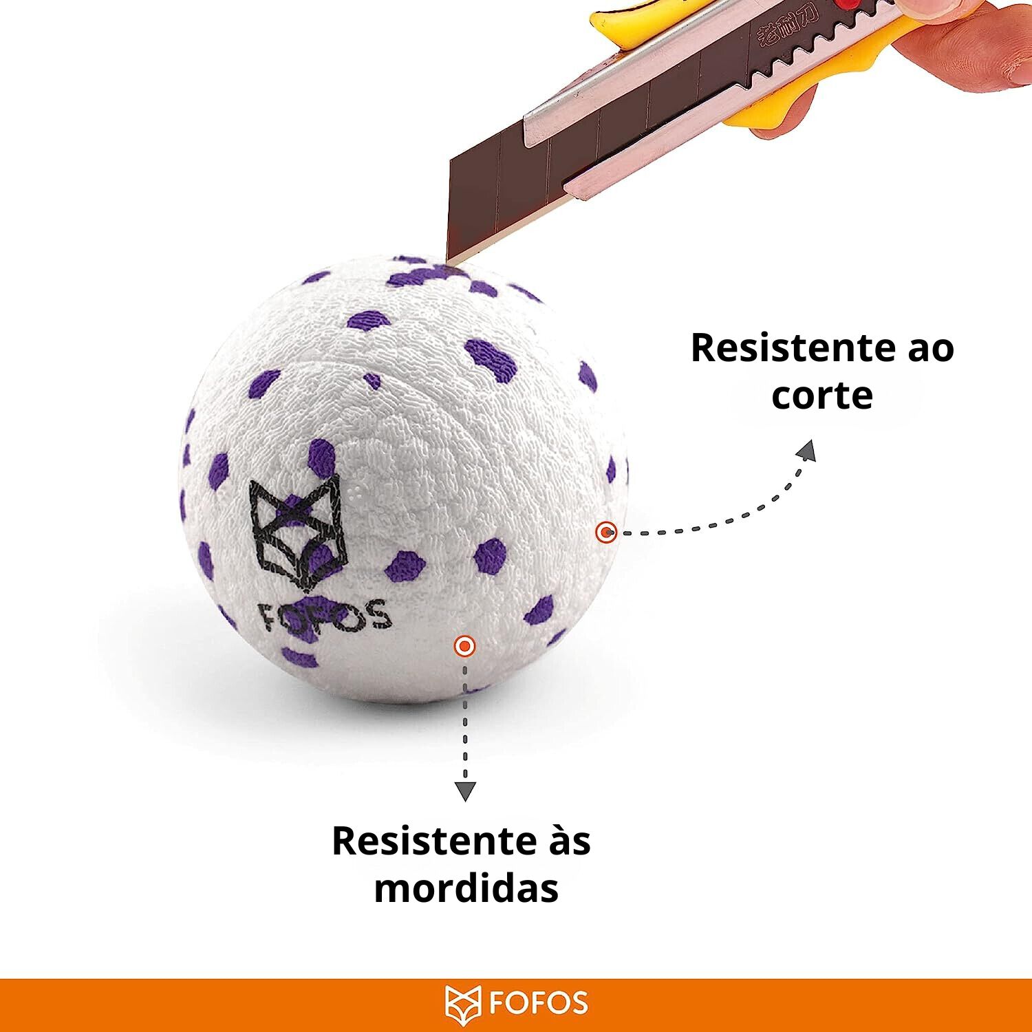 FOFOS | Super Pelota Saltarina Resistente (Morado y Blanco)  - Para Perro, , large Imagen numero 4