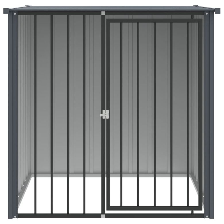 VidaXL Caseta con tejado de acero galvanizado negro para perros thumbnail