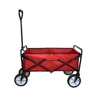MonsterShop Carretilla Plegable Roja con Funda Impermeable