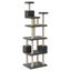 Vidaxl rascador árbol 6 plantas con 3 casas gris oscuro para gatos, , large indicador imagen numero 5