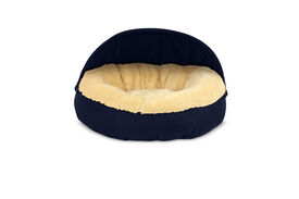 Gauty Cama Redonda Tela Impermeable y pelo azul y beige para Perros y Gatos 