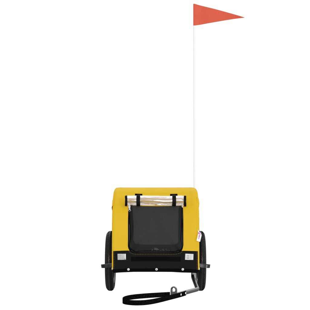 vidaXL Remolque bicicleta de perros hierro tela Oxford amarillo negro, , large Imagen numero 6