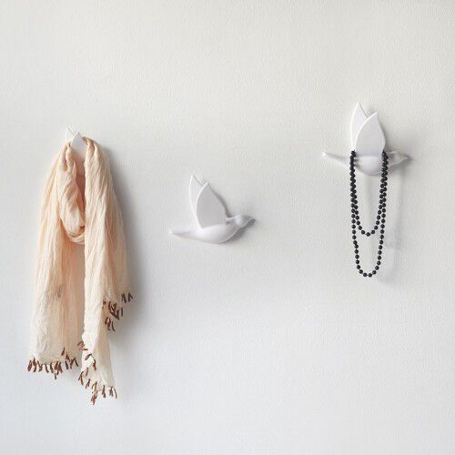 Colgador de pared 3 piezas forma de p&aacute;jaro color Blanco, , large Imagen numero 3