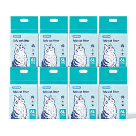 Nobleza - Arena de Tofu para Gatos 10kg (8x2.5kg) - Aglomerante Natural, Sin Polvo, Control de Olores y Desechable en el Inodoro