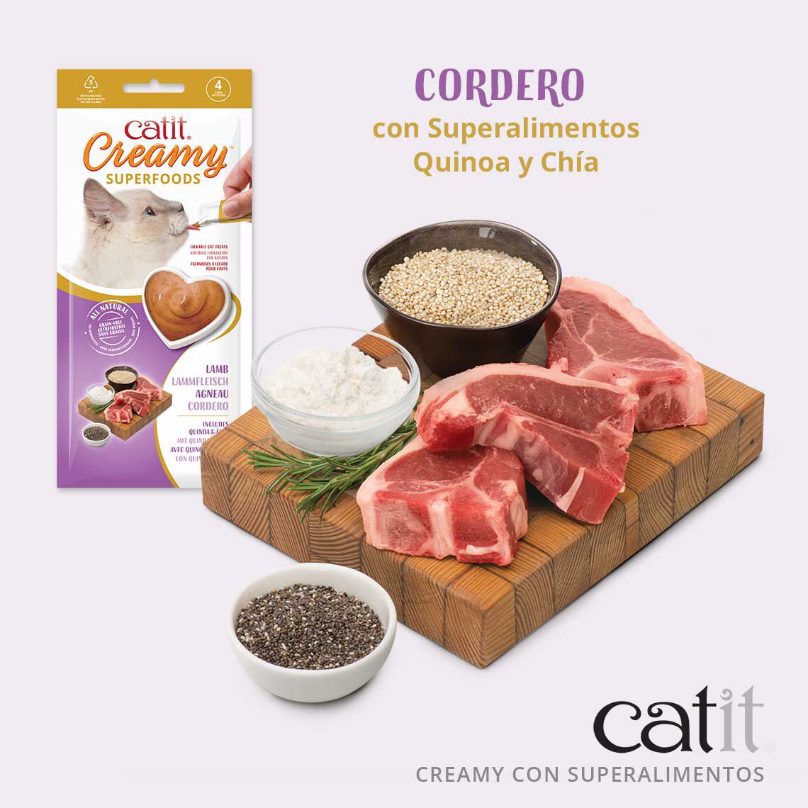 Catit Creamy Snack liquido de Cordero con Quinoa y Chía para gatos thumbnail