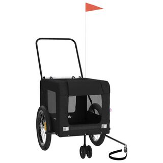 Vidaxl Remolque De Bicicleta Mascotas Hierro Tela Oxford Negro para perros