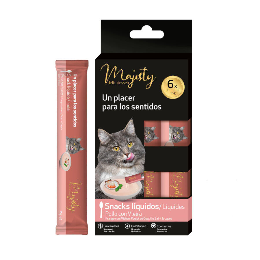 Majesty Pollo y Vieira snack líquido para gatos thumbnail