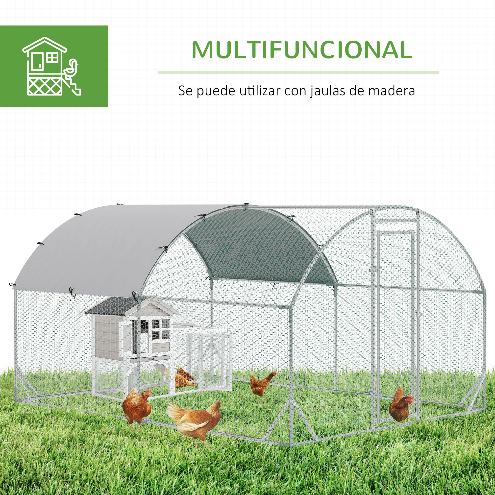 PawHut Gallinero para Exterior Grande para 6-12 Gallinas, , large Imagen numero 5