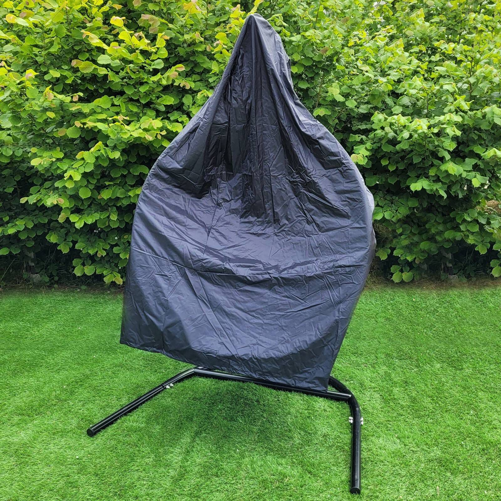 MonsterShop Silla Huevo Banco Colgante de Ratán Negra con Cojines thumbnail