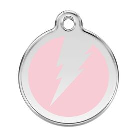 Red Dingo Placa identificativa Acero Inoxidable Esmalte Rayo Rosa para perros
