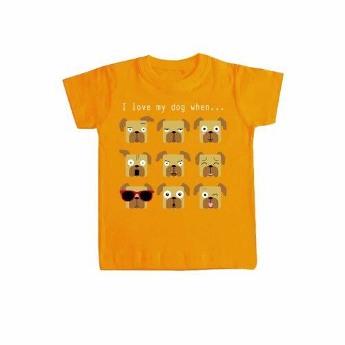 Camiseta niño/a &quot;I love my dog when...&quot; color Naranja thumbnail