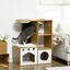 PawHut Árbol Rascador para Gatos de Madera 92,5 cm Torre para Gatos para Gatitos de Interior con 2 Cuevas Rascador Hamaca y Cojines de Felpa 76x37x92,5 cm Roble, , large indicador imagen numero 2