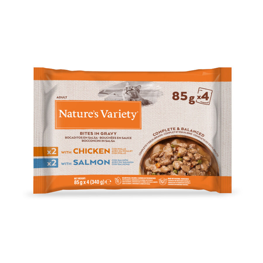 Nature's Variety Adult Pollo y Salmón Sobres en Salsa para gatos