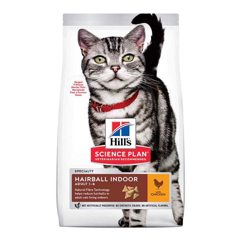 Hill's Adult Hairball Indoor Pollo pienso para gatos, , large image number null