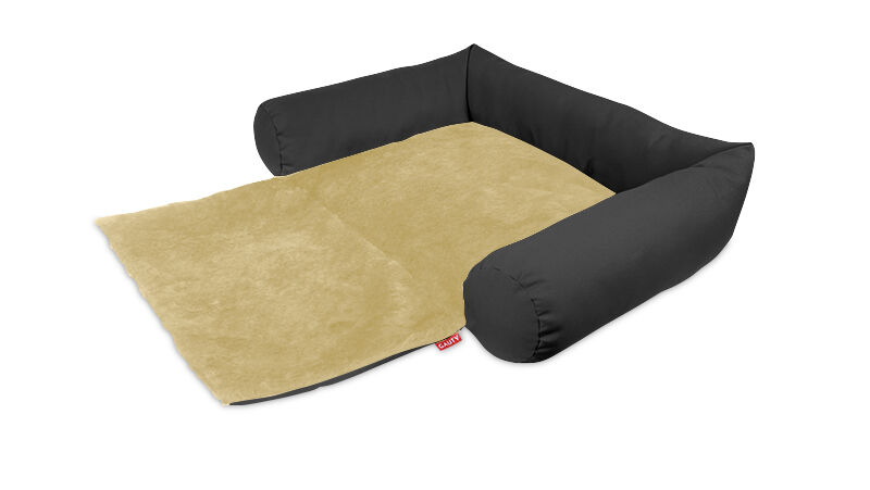 Gauty Cama Redonda para Perros y Gatos  Tela Impermeable y pelo - Gris y beige, , large Imagen numero 1