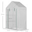 Outsunny Invernadero de Jardín 143x73x195 cm Vivero Casero de Acero con 2 Estantes y Puerta Enrollable para Cultivos Plantas Macetas Flores Patio Exterior Blanco, , large indicador imagen numero 3