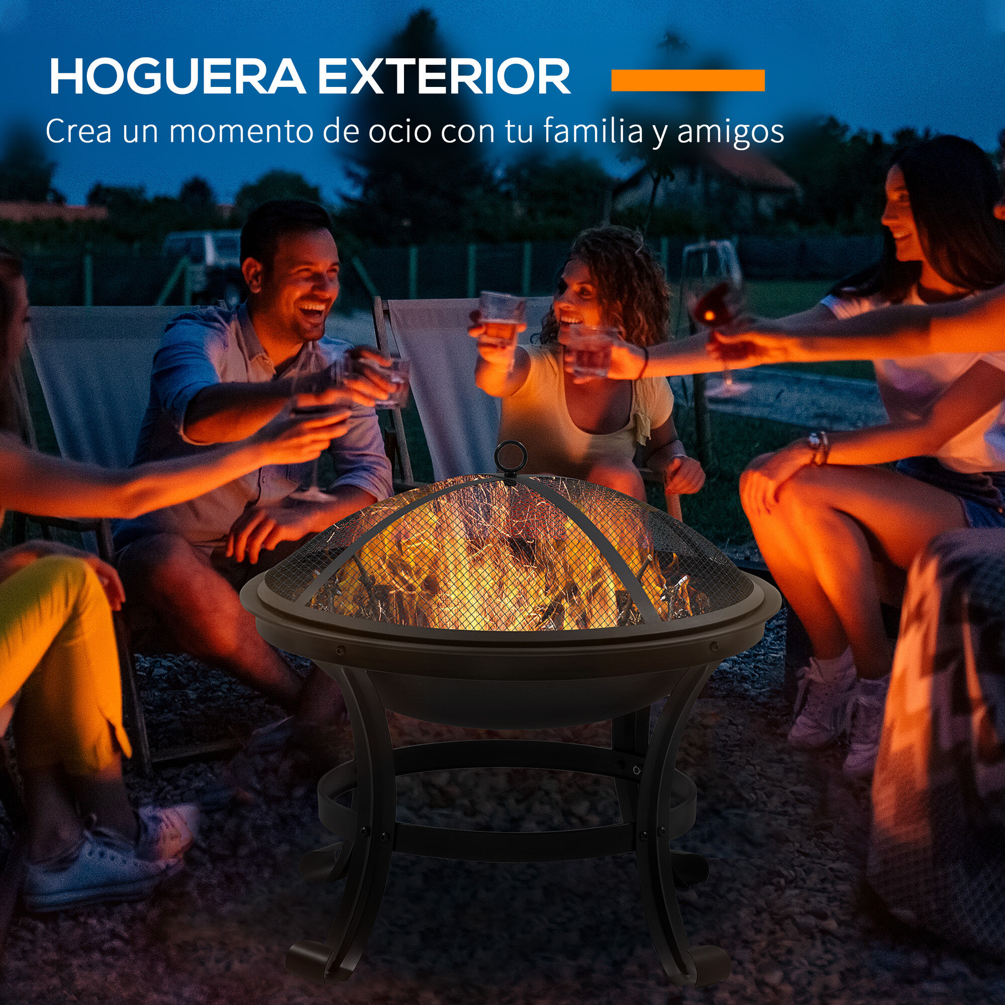 Outsunny Brasero Exterior Negro, , large Imagen numero 4