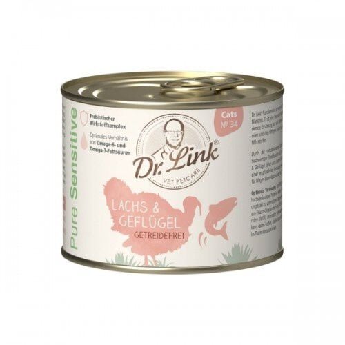 Dr. Link Pure Sensitive Lachs und Gefl&uuml;gel Lata para gatos, , large Imagen numero 1