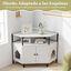 COSTWAY Mueble Arenero para Gatos, Casa Esquinera para Gatos de Madera con Estante Abierto, 2 Puertas, 2 Entradas y Patas de Metal, Casa de Baño para Mascota, 105 x 50 x 73 cm (Blanco), , large indicador imagen numero 3