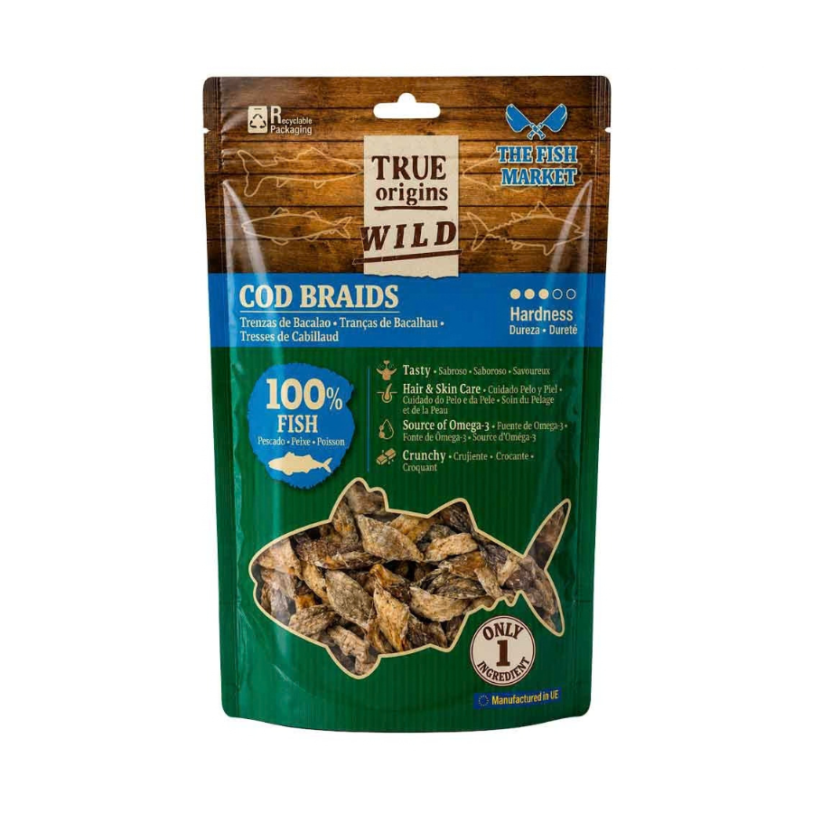 70 g. True Origins Trenzas Piel Bacalao Snack para perros, , large Imagen numero 3