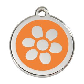 Red Dingo Placa identificativa Acero Inoxidable Esmalte Flor Naranja para perros