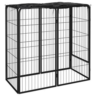 VidalXL Corral de Alta Resistencia Negro para perro