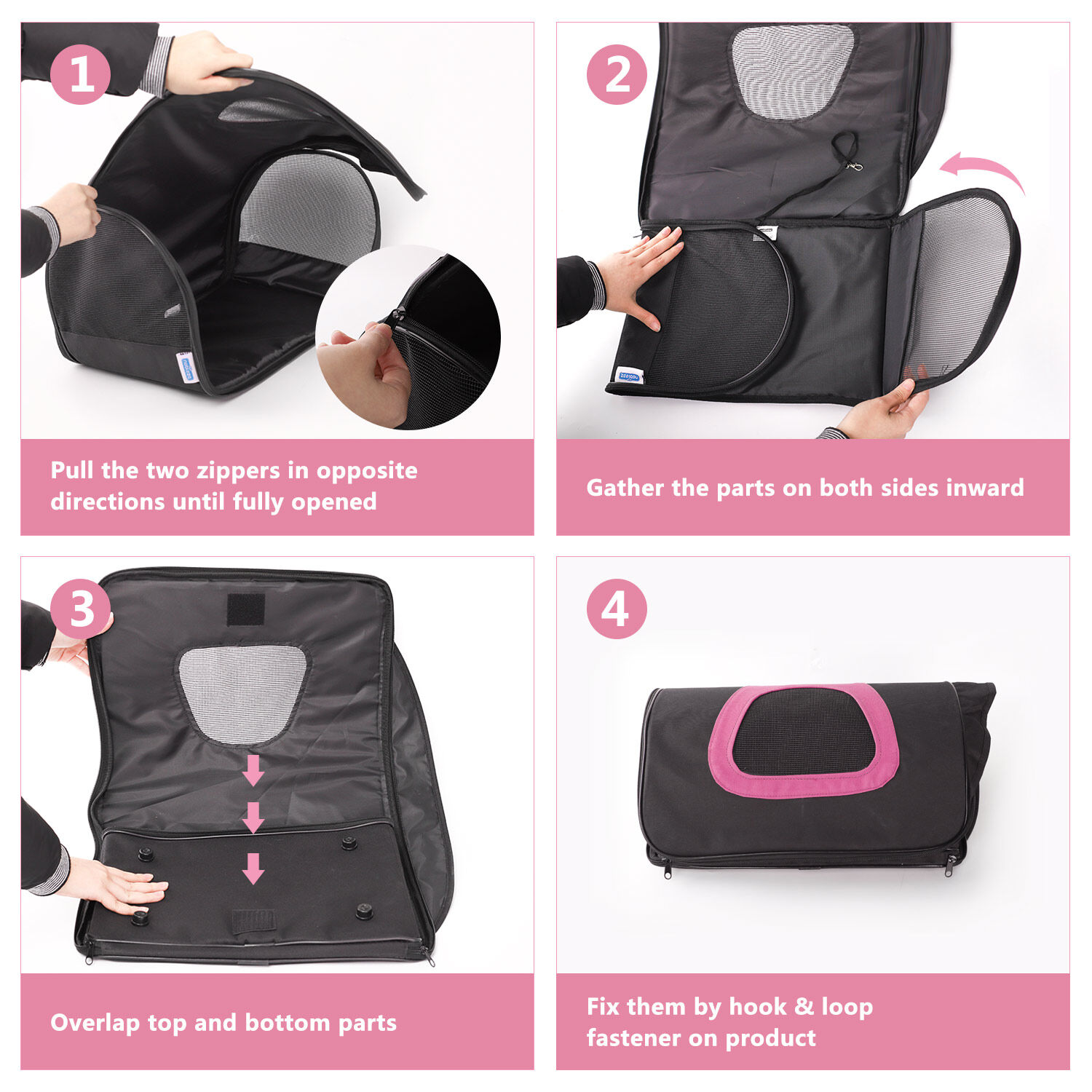 Nobleza - Bolso transport&iacute;n de tela oxford para perros, gatos o animales peque&ntilde;os. Peque&ntilde;o, Color Rosa Largo 34 cm, , large Imagen numero 5