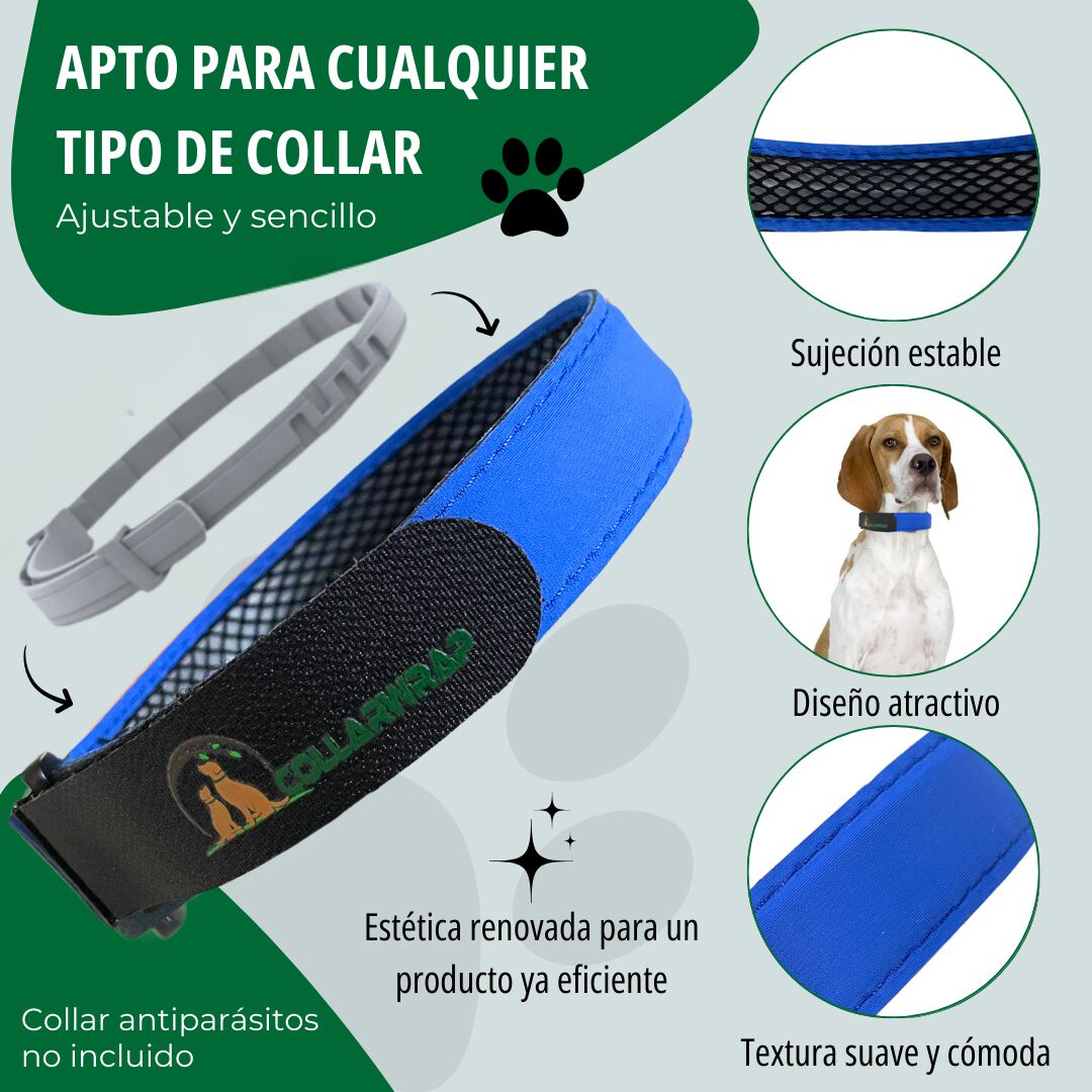 COLLARWRAP Funda Collar Antiparasitario Azul para perros thumbnail
