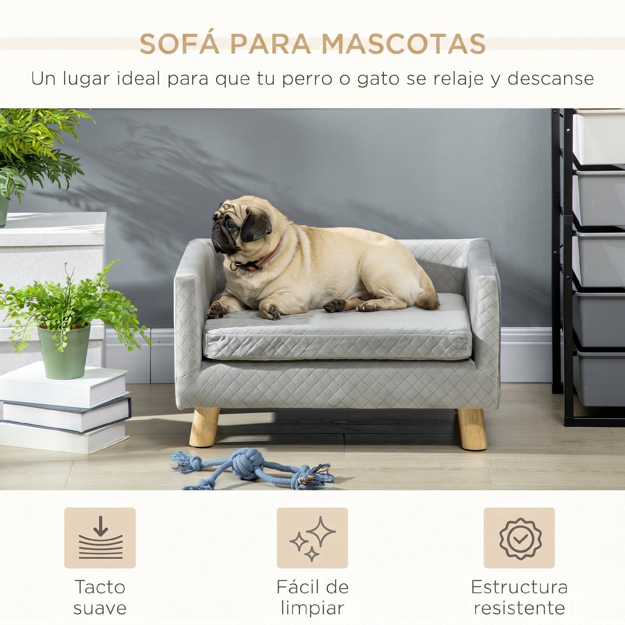 PawHut Sof&aacute; para Perro Gris oscuro, , large Imagen numero 4