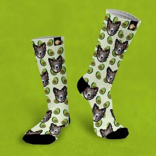 Calcetines personalizados Aguacate 2 mascotas color Verde