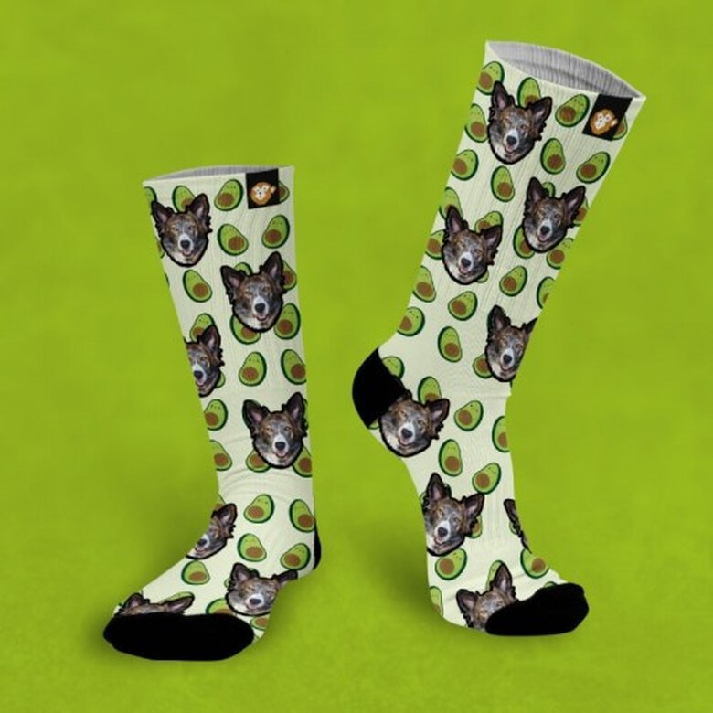 Calcetines personalizados Aguacate 2 mascotas color Verde, , large image number null