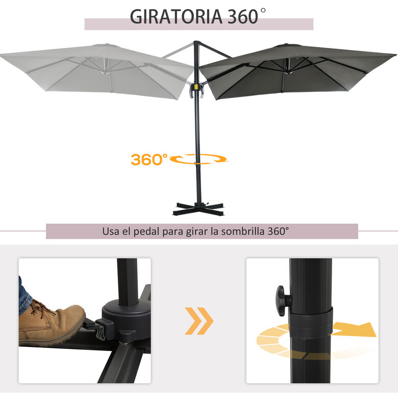 Outsunny Sombrilla De Jardín Gris thumbnail
