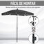 Outsunny Sombrilla de Jardín de Aluminio 198x130x245 cm Parasol de Jardín Rectangular con Función de Inclinación para Terraza Patio Exterior Gris, , large indicador imagen numero 5
