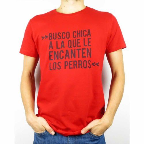 Camiseta hombre &quot;Busco chica a la que la encanten los perros&quot; color Rojo thumbnail