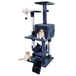Edipets árbol rascador 4  niveles con hamaca azul para gatos