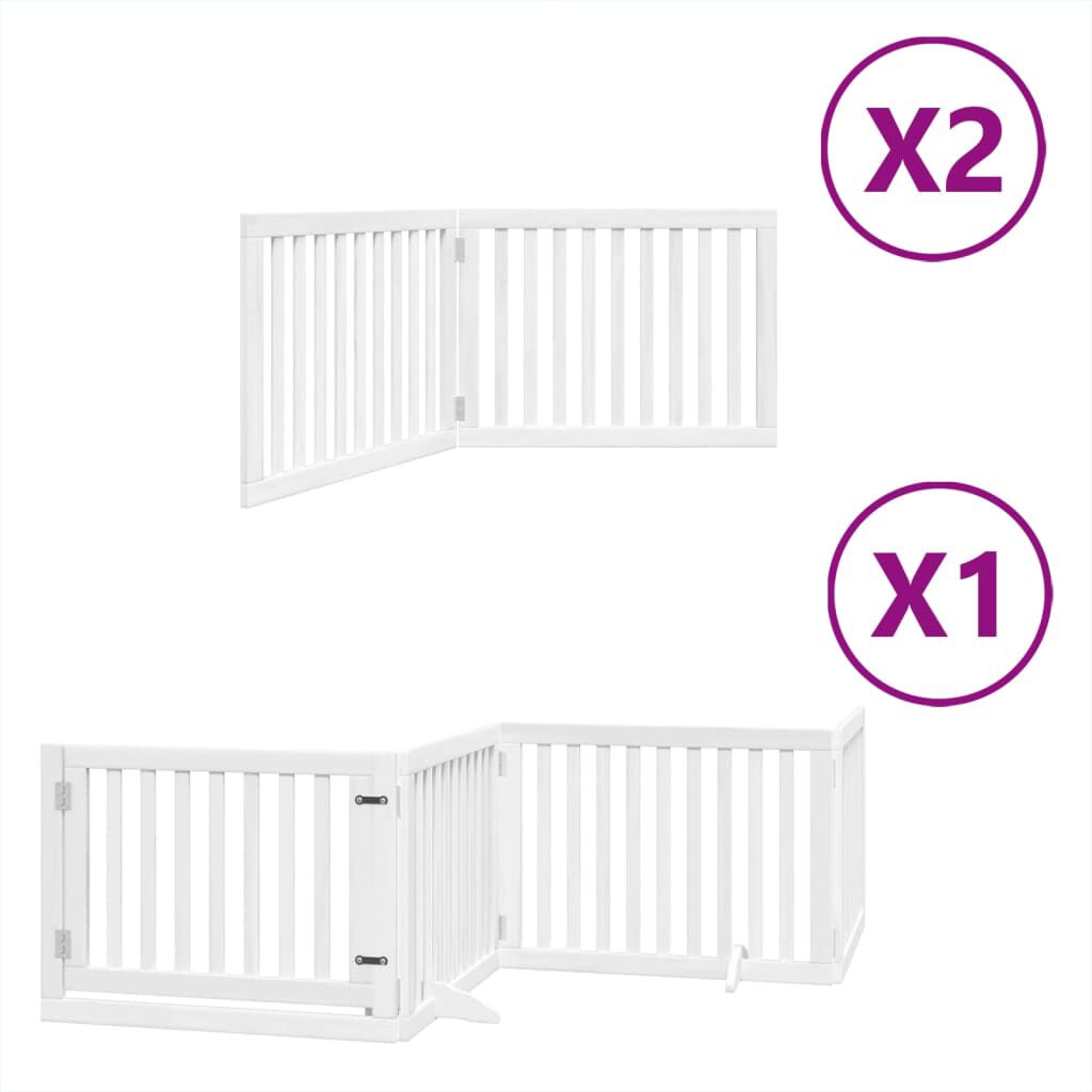 vidaXL Puerta de perros plegable 8 paneles madera &aacute;lamo blanca 640 cm, , large Imagen numero 1