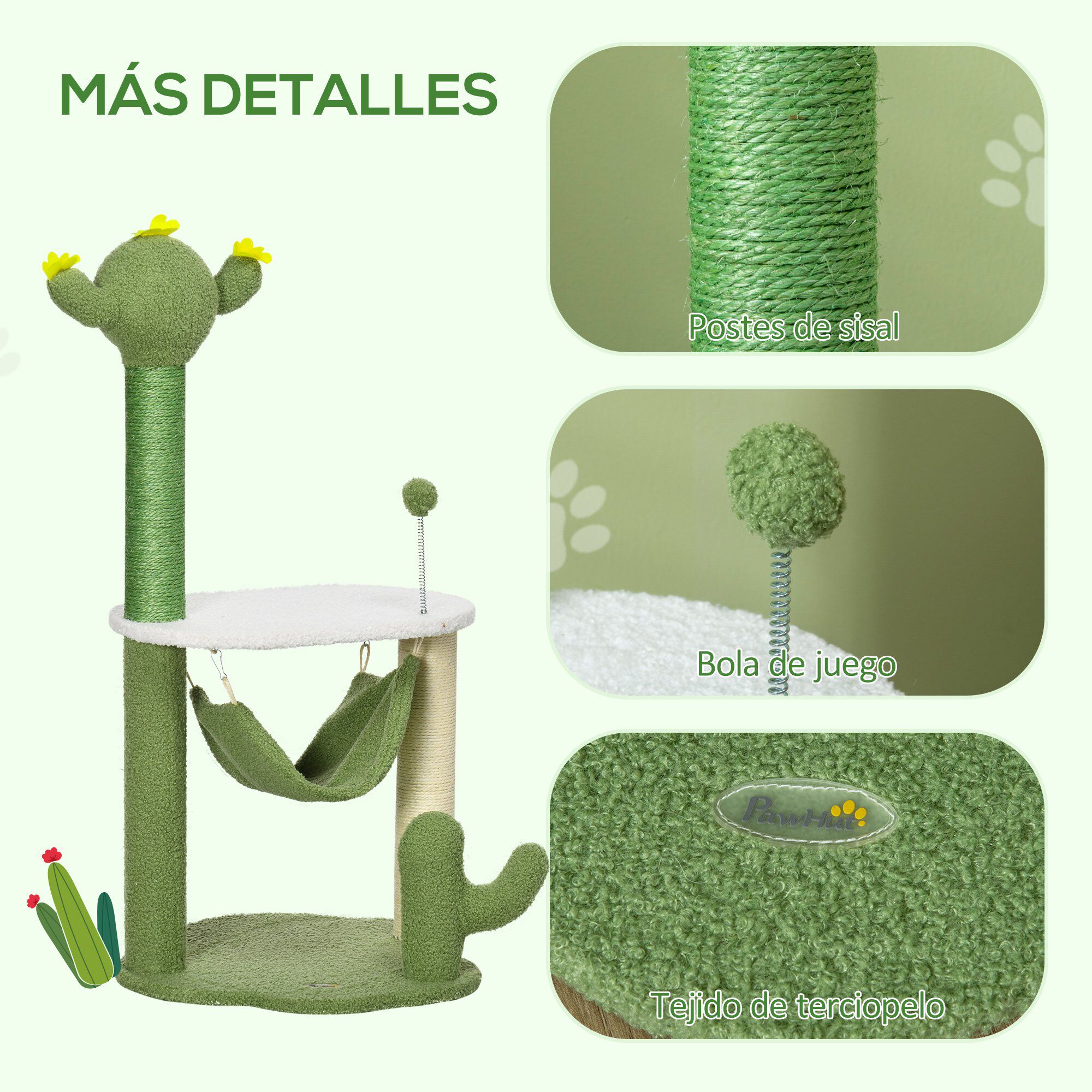 PawHut &Aacute;rbol Rascador para Gatos con Forma de Cactus, , large Imagen numero 5