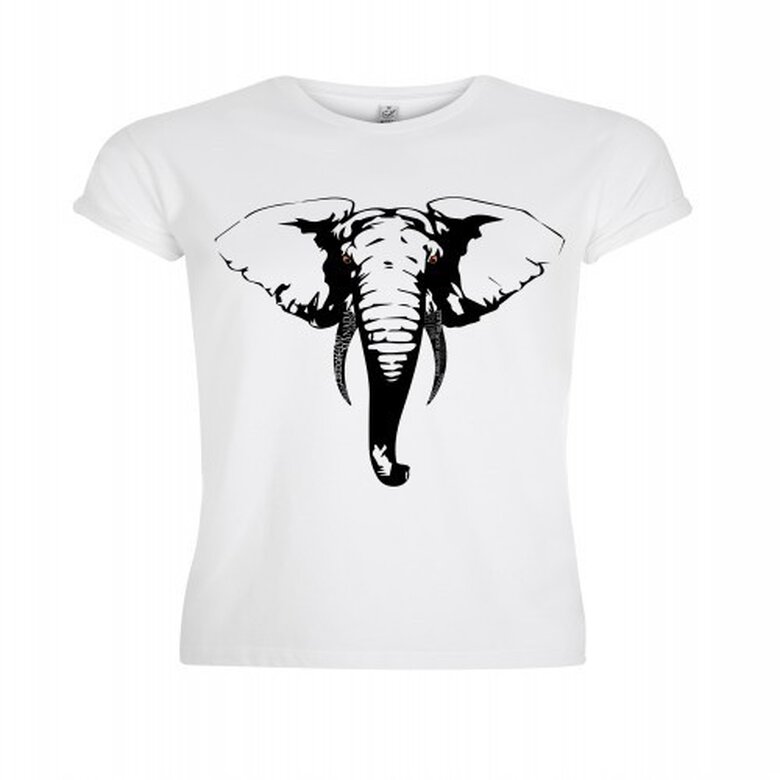 Camiseta manga corta hombre algodón con elefante color Blanco, , large image number null