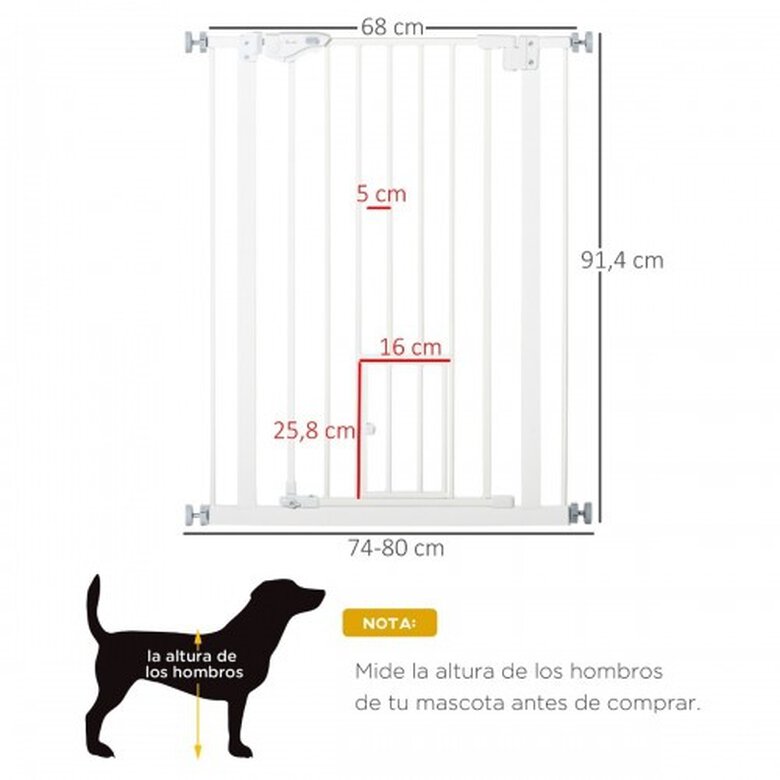 PawHut barrera de seguridad blanca para mascotas, , large image number null
