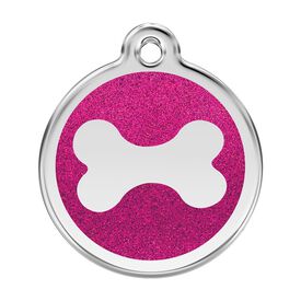 Red Dingo Placa identificativa Purpurina Hueso Rosa Fuerte para perros