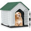COSTWAY Caseta de Pl&aacute;stico para Perros, Refugio para Mascotas Impermeable con Puerta Met&aacute;lica con Cerradura, Techo Inclinado y Rejillas de Ventilaci&oacute;n, Caseta Perro para Interior y Exterior (Verde), , large indicador imagen numero 1