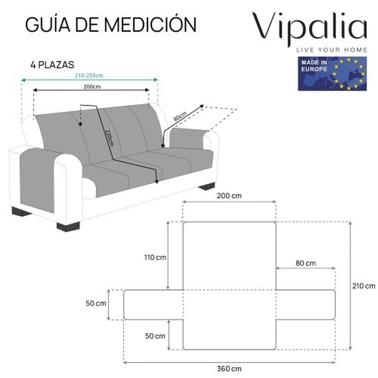 Vipalia cubre sofá rombos gris oscuro para mascotas, , large image number null