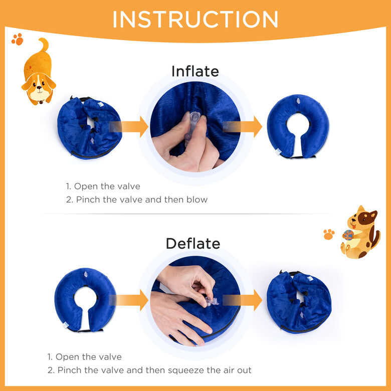 Nobleza Collar Isabelino Inflable Ajustable Azul para mascotas thumbnail