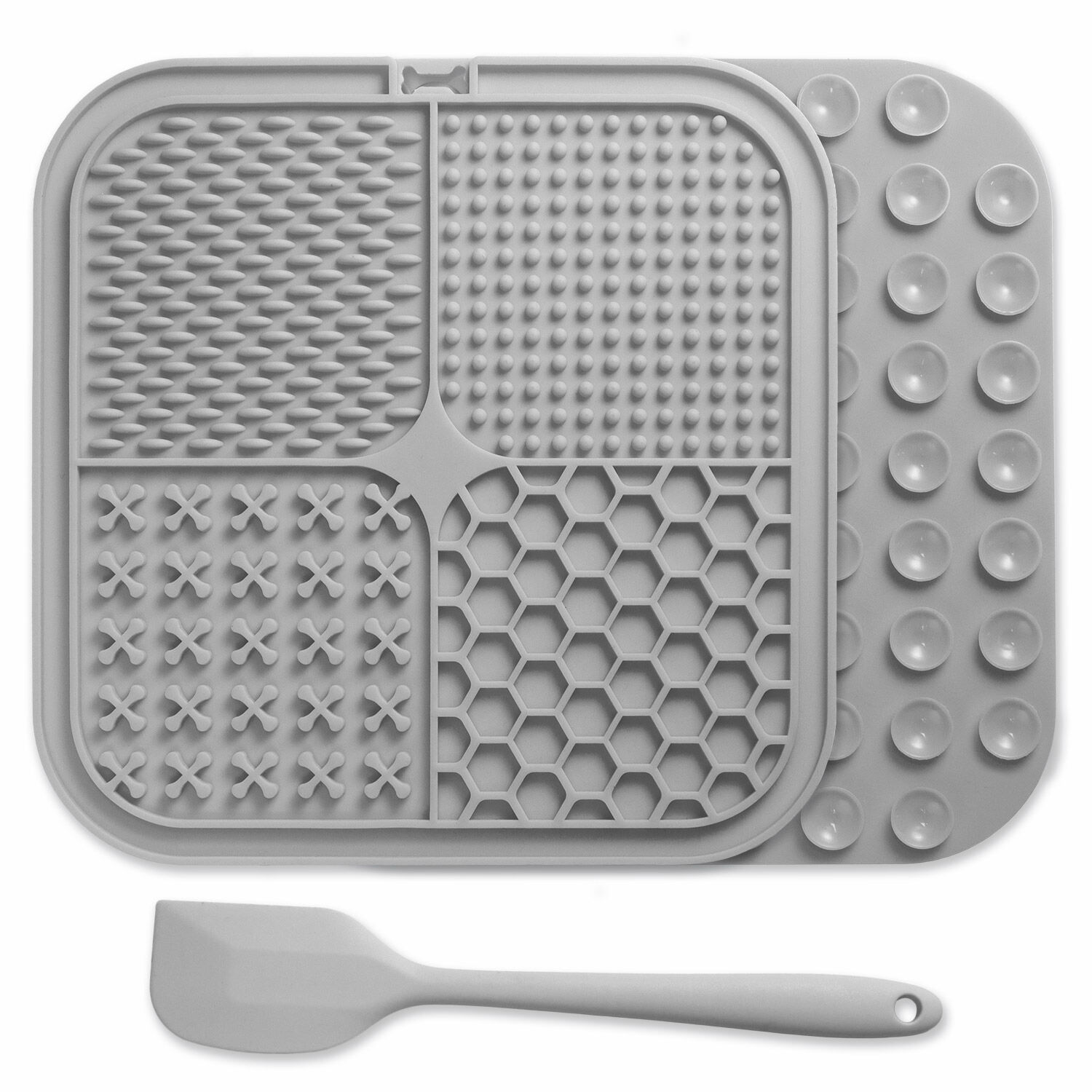 Arquivet Alfombrilla gris para lamer y espátula para perros