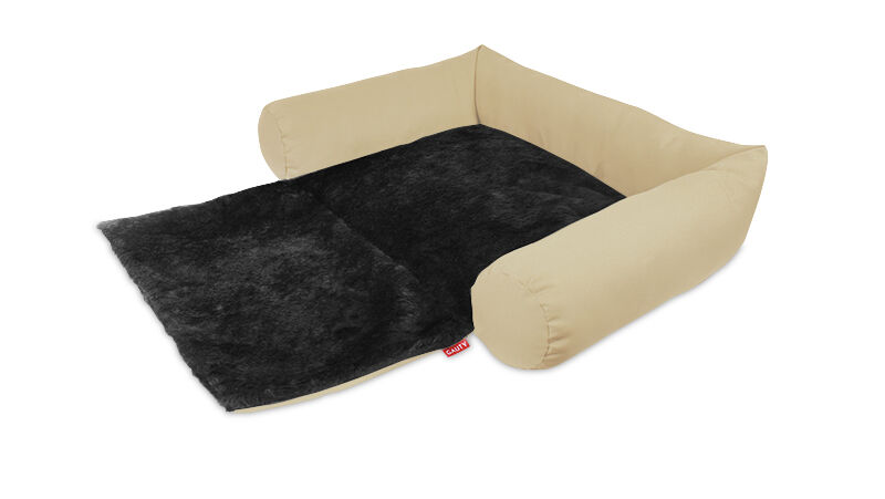 Gauty Cama Redonda para Perros y Gatos  Tela Impermeable y pelo - Beige y negro, , large Imagen numero 1