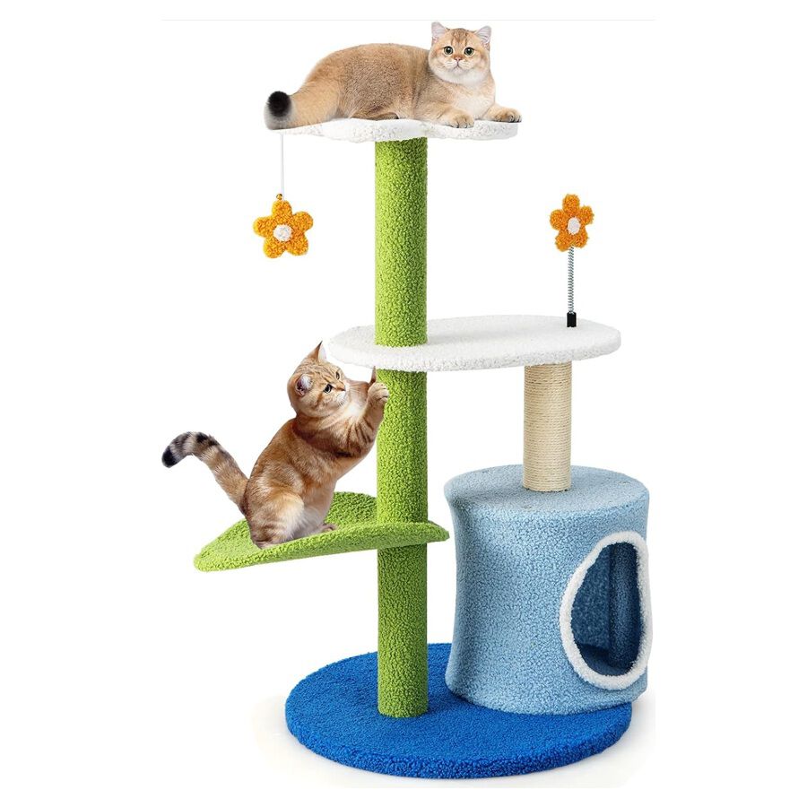 COSTWAY Árbol para Gatos en Forma de Flor con Rascador Cubierto de Sisal para gatos thumbnail