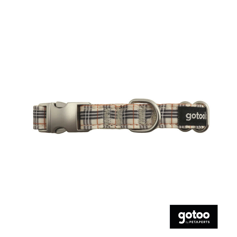 Gotoo Collar estampado tart&aacute;n marr&oacute;n para perros, , large Imagen numero 2