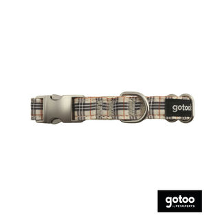 Gotoo Collar estampado tartán marrón para perros