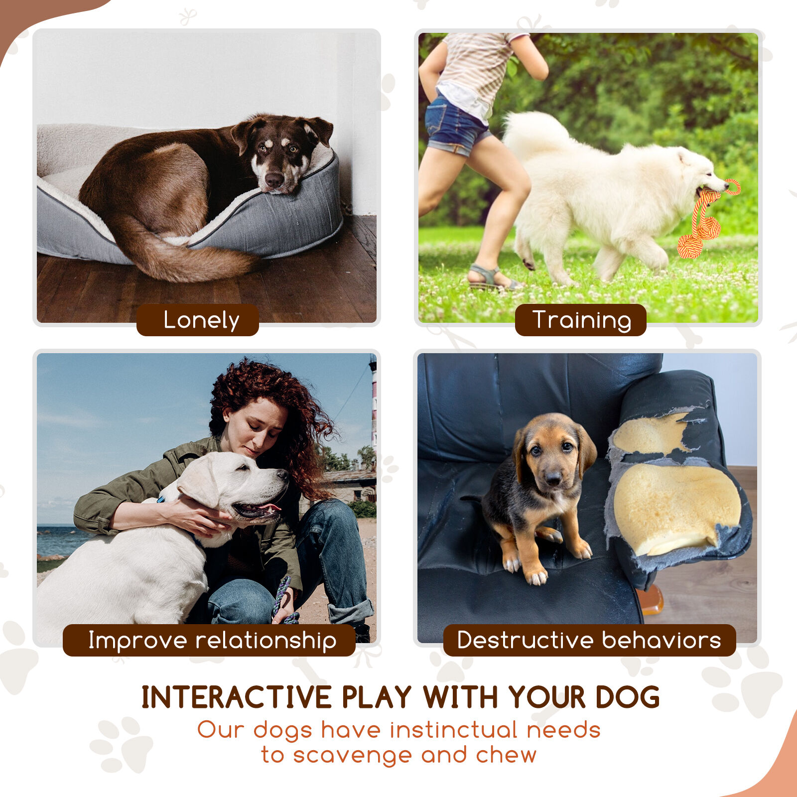 Nobleza - Cuerda de Juguete para Perros 100% algod&oacute;n, beneficiosa para la Salud Mental del Perro, la Salud Dental y la Limpieza de los Dientes, Tipo de Perros,  28cm, , large Imagen numero 4